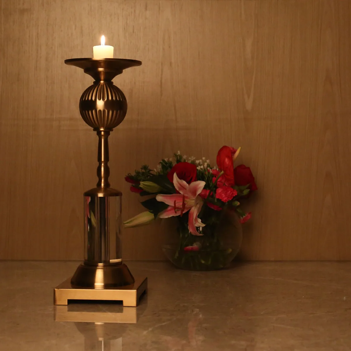 Хрустальный подсвечник (серебристый) с серебряной отделкой идеальный подарок