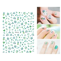 10pcs green leaf nail art sticker cactus applique and garland beautiful nail art decoration drawing