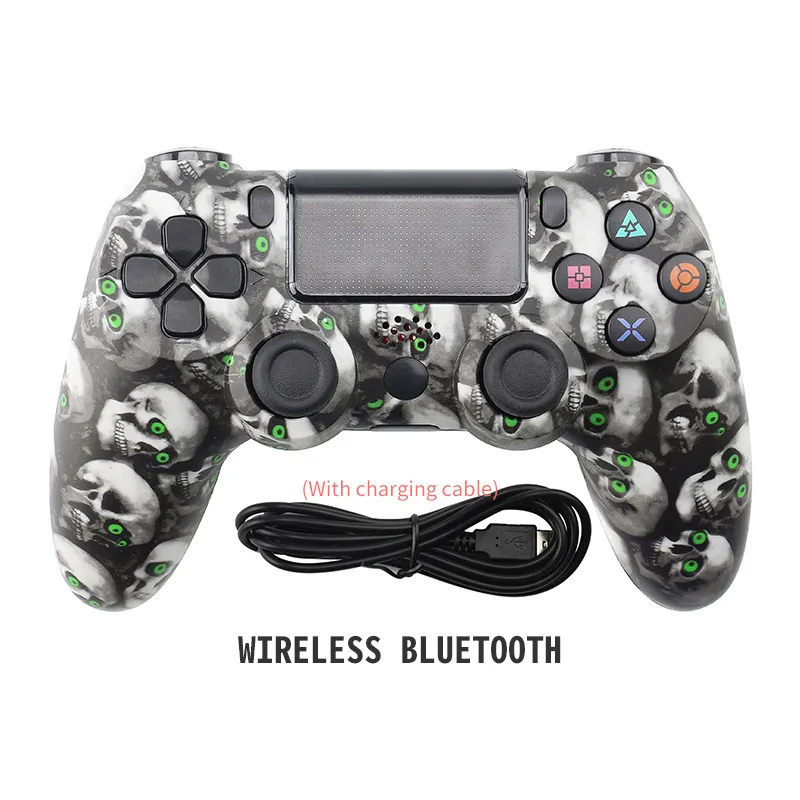 Данных лягушка Bluetooth Беспроводной игрового контроллера геймпад для PS4 контроллер для Playstation 4 Dualshock 4 двойной вибрации джойстика геймпад - Цвет: Green Ghost wireless