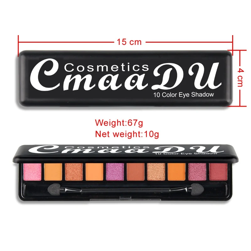 

10 Colors Glitter Shimmer Eye Shadow Palette Waterproof Smudge-Proof Long Lasting Eyeshadow Silky Pigments Eye Shadow YL