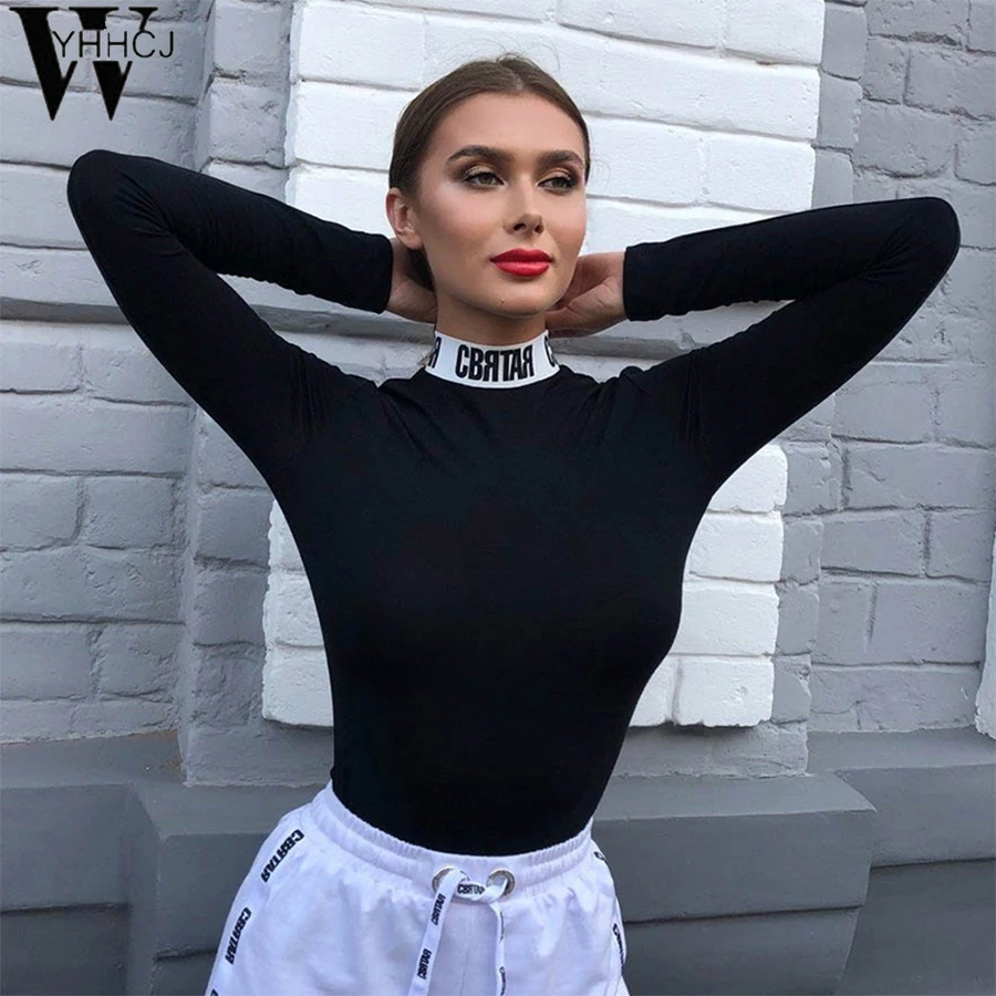 Женское боди с длинным рукавом и принтом на осень/зиму | Женская одежда