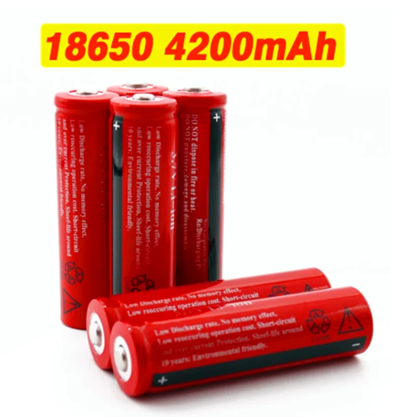 18650 Батарея 3 7 V 4200 mAh литий ионная аккумуляторная батарея для светодиодный