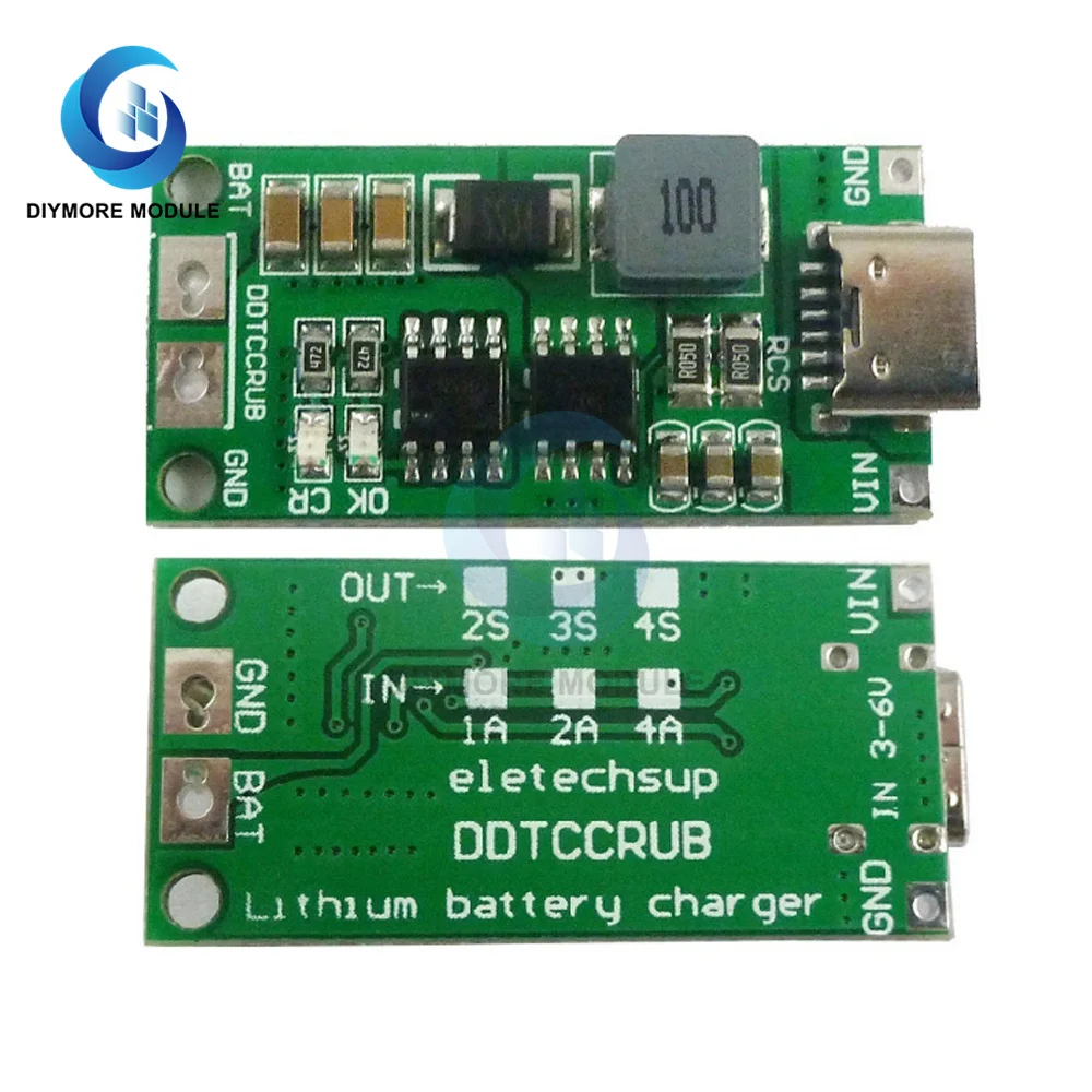 

Multi-Cell 7.4V 11.1V 14.8V 18650 Lithium Battery 2S 3S 4S Type-C To 8.4V 12.6V 16.8V Step-Up Boost LiPo Polymer Li-Ion Charger