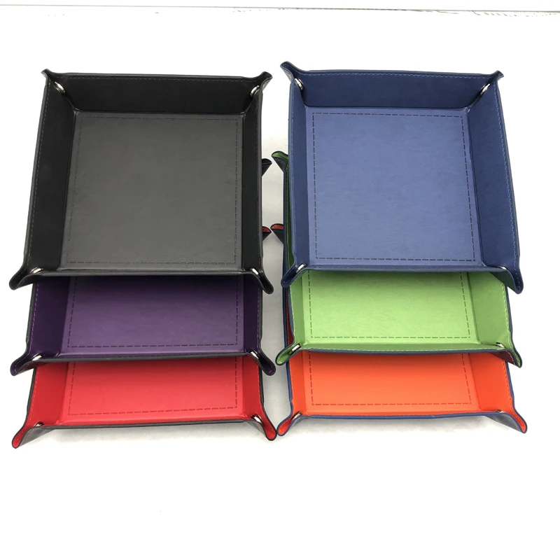 Foldable Storage Box PU Leather Square Tray for Table Games Key Wallet Coin Desktop Trays Decor New Year | Дом и сад
