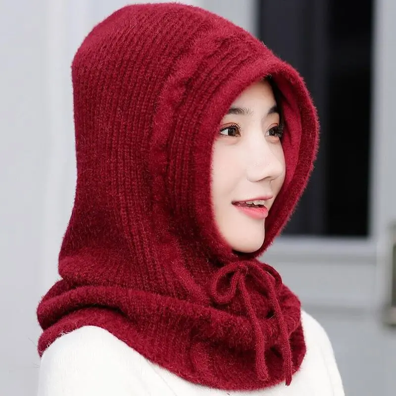 Зимние шерстяные вязанные шарф и шапка набор бини женский шарф Skullies Beanies шапки для женщин шапка s Gorras Bonnet маска цельная шапка