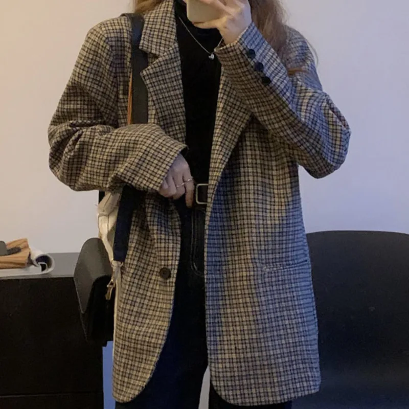 

Casual Jacket Women 2021 Korean Blazer Suits Autumn Women's Loose Long Sleeve Coat Rac