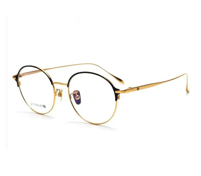 

MONGOTEN B-titanium Unisex Full Rim Retro Round Frame Eyewear High Quality Clear Lens Goggle Black Gold Myopia Eyeglasses