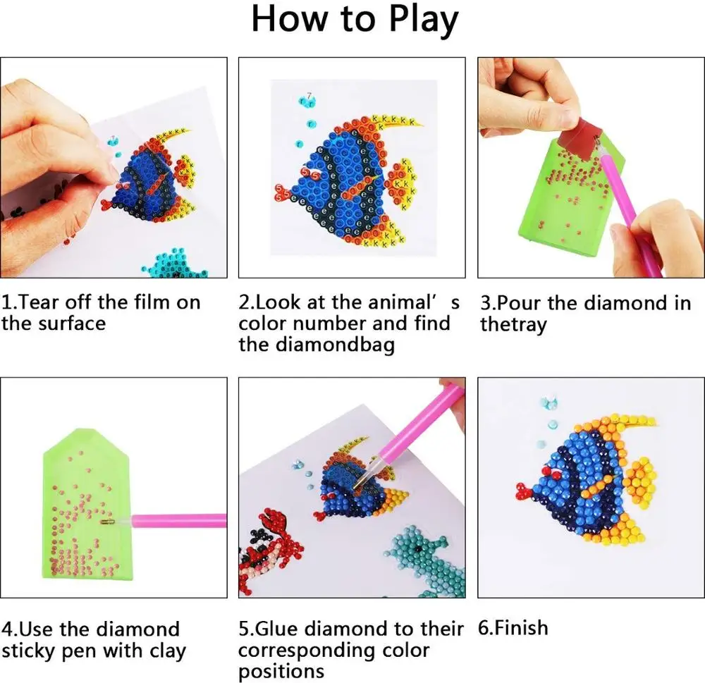 

5D DIY Diamond Painting mosaic Stickers Kits for Kids, Embroidery Diamond Art Mosaic Stickers Sets By Numbers kid Kits