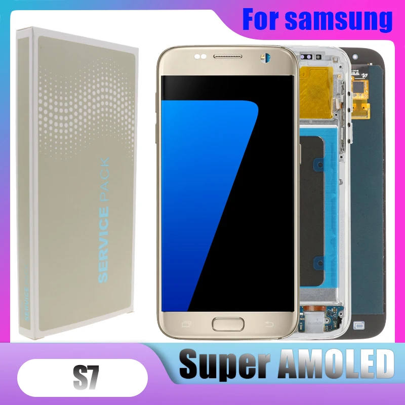 

ЖК-дисплей 5,1 'SUPER AMOLED Burn-shadow для Samsung Galaxy S7 дисплей с рамкой G930 G930F ЖК-экран дигитайзер в сборе