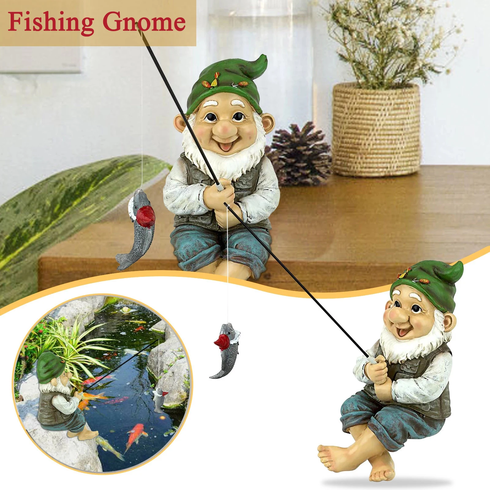 Рыболовная гнома уличная садовая сиделка забавные гномы газон из смолы