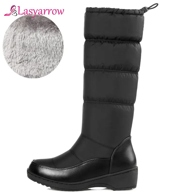 

Lasyarrow Plus size 35-44 New 2019 Fashion women boots keep warm down snow boots thick fur mid calf winter boots size 35-44