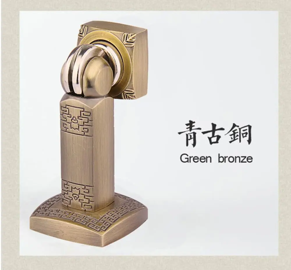 Green bronze Китайский стиль, желтая бронзовая дверь, настенная, анти-столкновения, бесшумная, всасывающая дверь, верхняя дверь, дверной блок, китайский стиль, зеленая бронза - Цвет: Green bronze