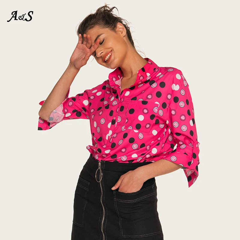 

Womens Top and Blouses Elegant Ladies Blouses Tops Shirts Ladies Polka Dot Blouse Femme Long Sleeve Plus Size Office Blouses
