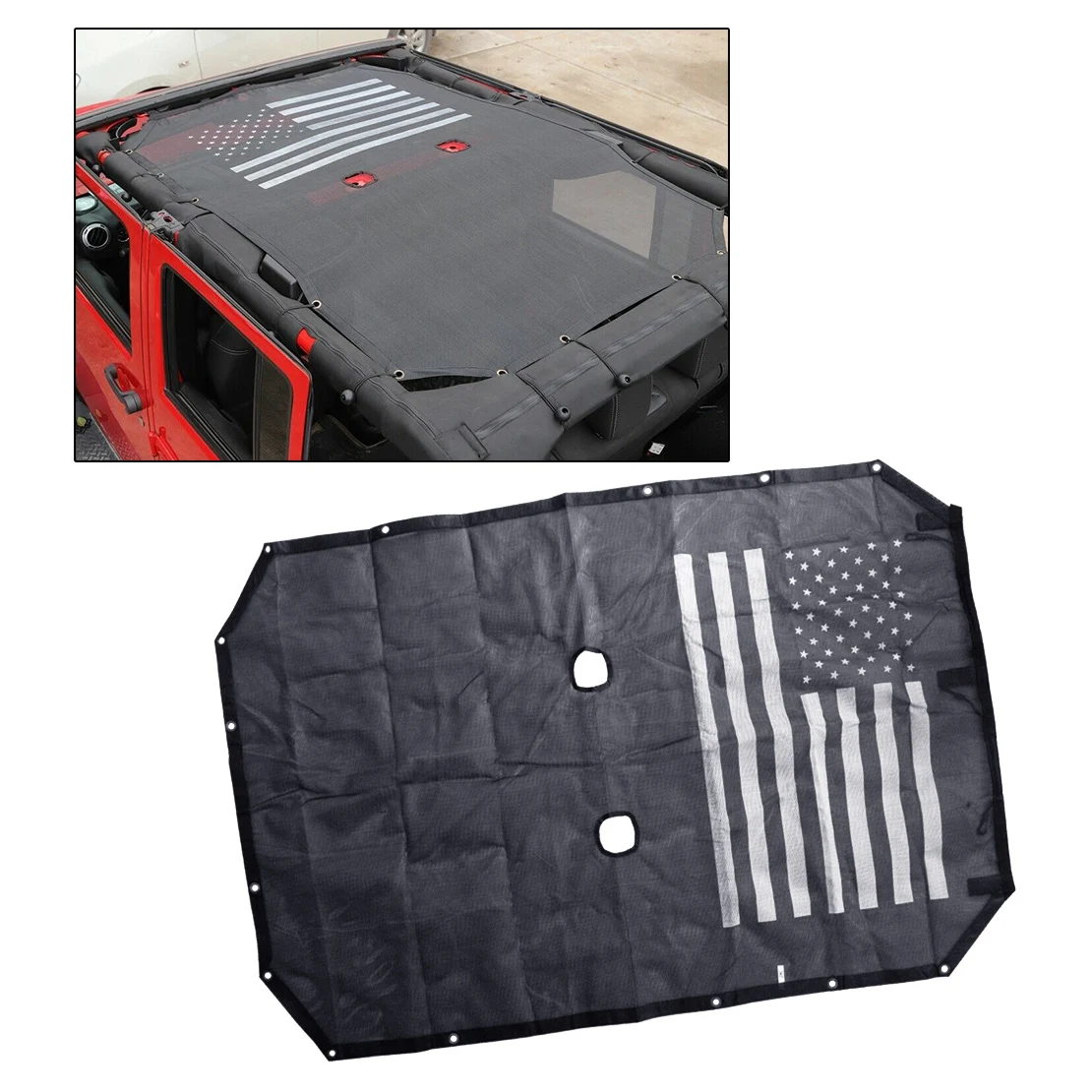 

Roof Sunshade Mesh Top Net Cover UV Protection Kit Fit for Jeep Wrangler JK JKU 4-Door 2018-2013 2012 2011 2010 2009 2008 2007