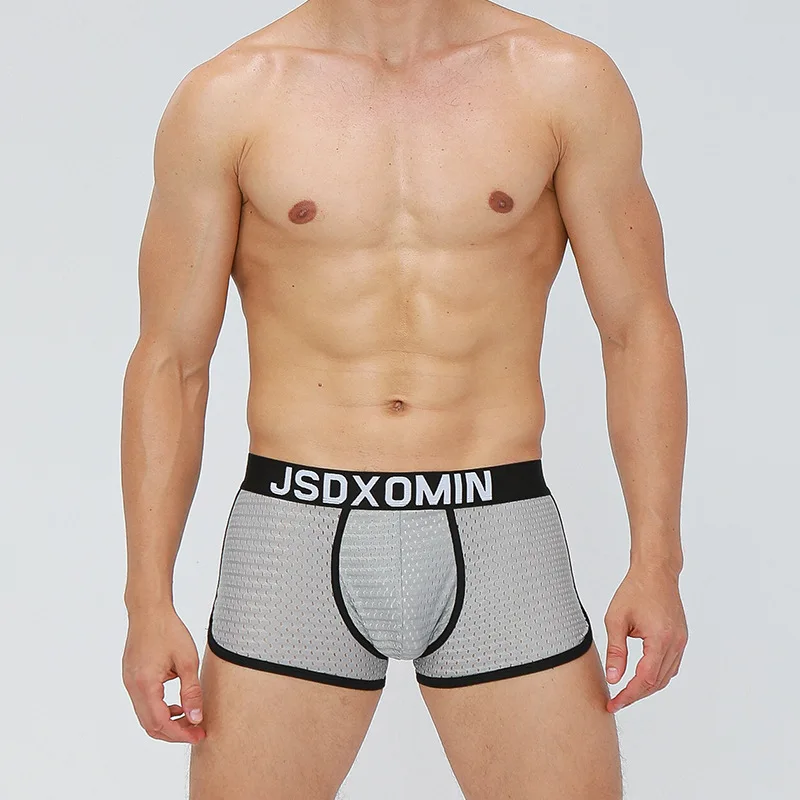 

Men's Ice Silk Underwear Sports Breathable Panties Cold Comfortable Boxers Head Male Mid-Rise Boxers
