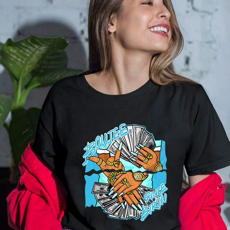

Wholesale Harajuku Sexy Lady Money Printed Summer Blank Tshirts Women Short Sleeve Oversized Custom Logo Graphic Women T-shirt