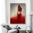 Женщина в красном цвете сексуальное эротическое настенная живопись с обнаженными фигурами из плотной ткани Плакаты принты домашний декор Картины для межкомнатных дверей картина без рамки украшения комнаты