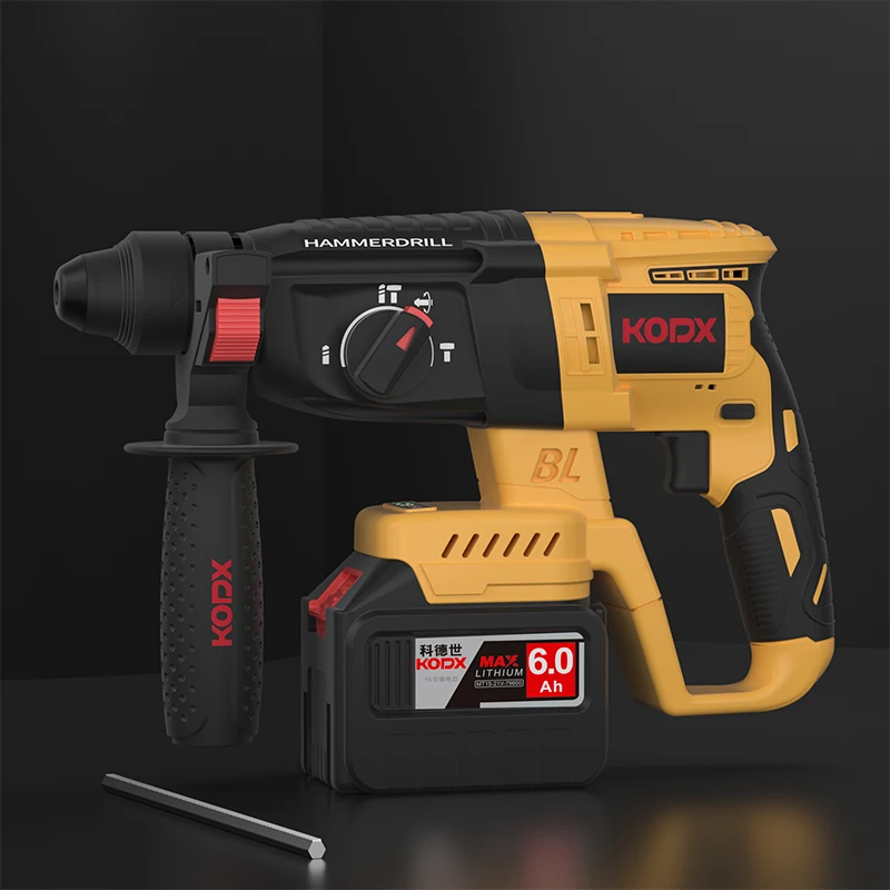 

KODX 4 Functions Electric Brushless Cordless Rotary Hamer Drill Rechargeable Hamer 27mm Impact Drilll For 18V Makita Battery