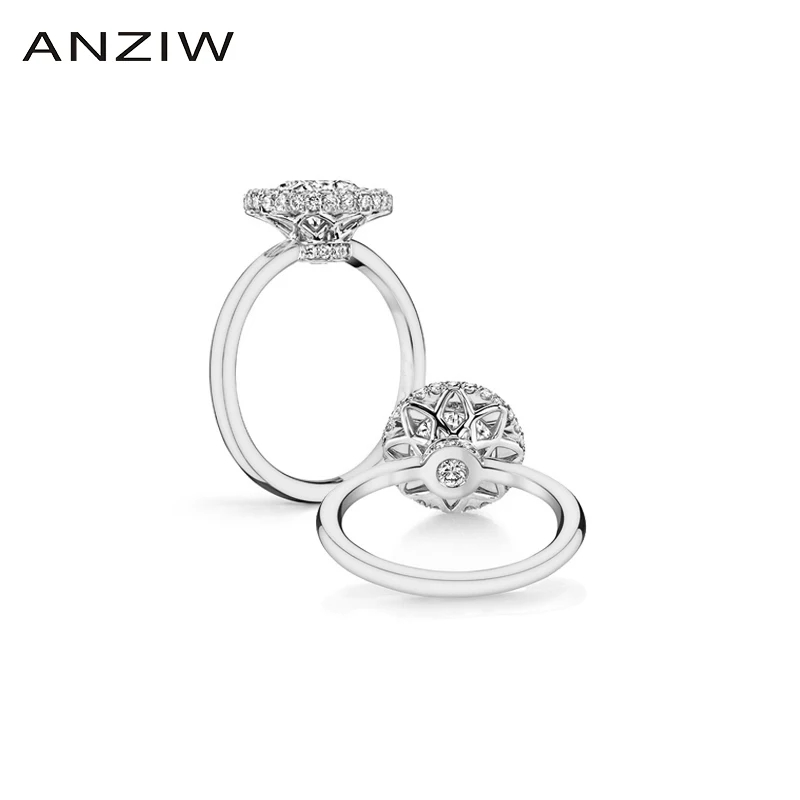 Кольцо женское из серебра 925 пробы с круглой огранкой 2 карата|band ring|halo ringring jewelry |