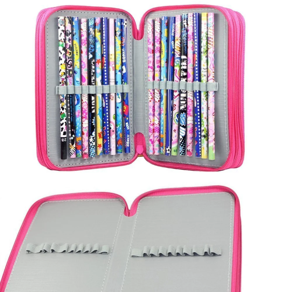 

72 Slots Pencil Holder Organizer 4-layer Colored Pencil Case Students Pen Pouch Bag Stationary Box with Zipper for Art School Of