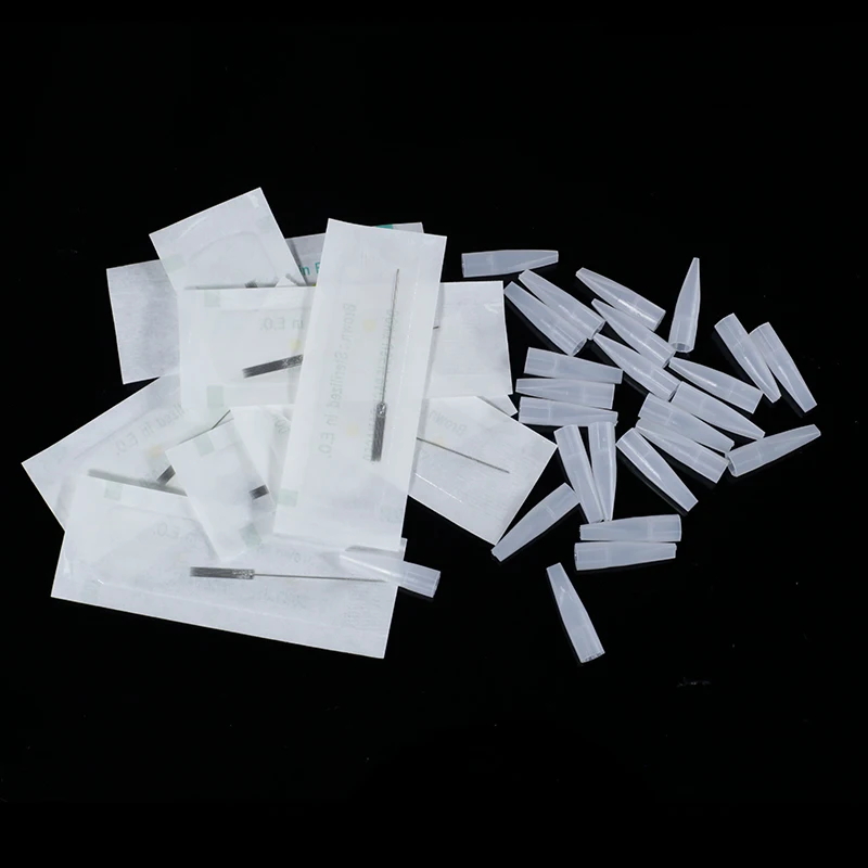 100pcs 1R 2R 3R 5R 5F 7F PMU Needles + Cup Tips Disposable Sterilized Professional Tattoo Needles Permanent Makeup Eyebrow Lip