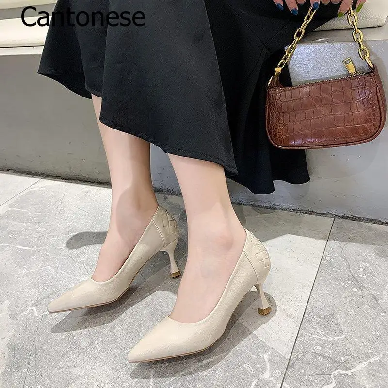 

High Heels Women Shoes Thin Heels Pointed Toe Black Shoes Elegant Women Shoes Office Lady