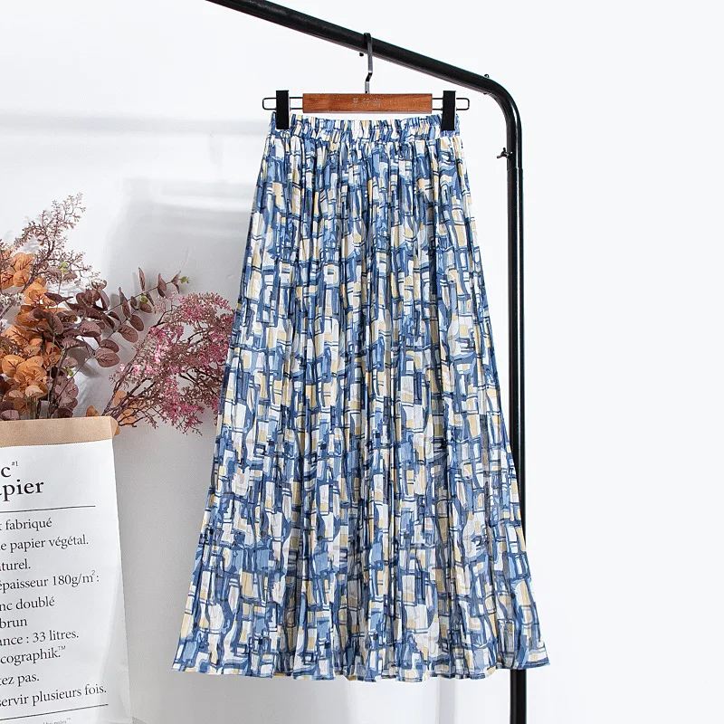 Юбка женская шифоновая плиссированная средней длины с высокой талией и