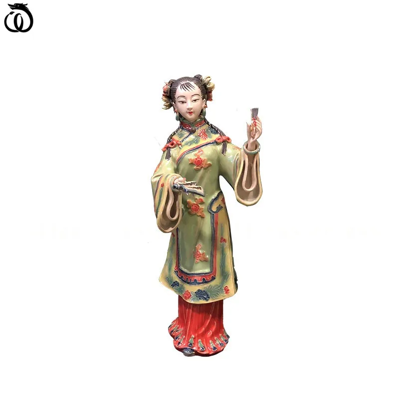 

WU CHEN LONG Classical Pottery Beauty Lady Art Sculpture Beautiful Women Figure Statue Ceramic Craft Chinese Home Decor R6132