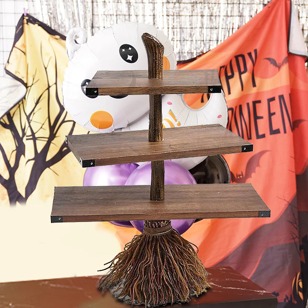 

Вертикальный деревянный длинный стол для закусок на Хэллоуин, десертный стол для кексов, украшение для вечерние НКИ на Хэллоуин, новогодний...