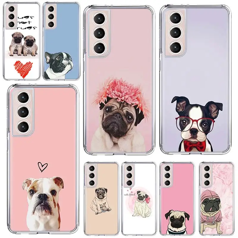 

Cute Pug Dog Phone Case Capa For Samsung Galaxy S21 Ultra S20 FE S8 S9 S10 S21 Plus S10e S7 Back Cover Coque Funda