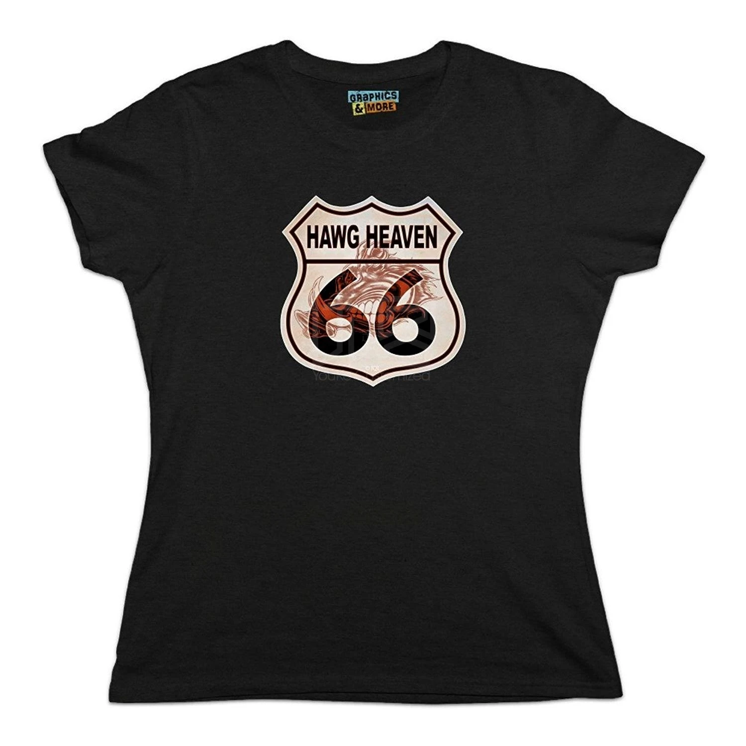 Hawg Heaven Route 66 Highway Hog Байкер Мотоцикл Женская Новинка футболка одежда модная Crewneck 100%