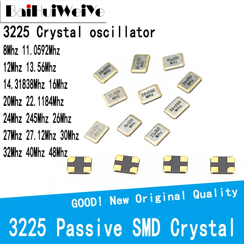 10 шт./лот 3225 пассивный SMD кварцевый генератор, 4-контактный генератор 8 МГц 11,0592 МГц 12 МГц 13,56 МГц 14,31838 МГц 16 МГц 20 МГц 22,1184 МГц 10 шт./лот 3225 пассивный SMD кварцевый генератор, 4-контактный генератор 8 МГц 11,0592 МГц 12 МГц 13,56 МГц 14,31838 МГц 16 МГц 20 МГц 22,1184 МГц