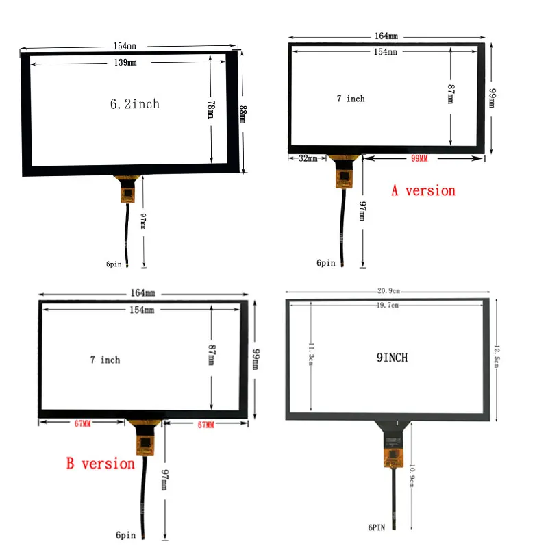 7/8/9/10.1 дюймовый USB емкостный сенсорный экран дигитайзер панель автомобильная