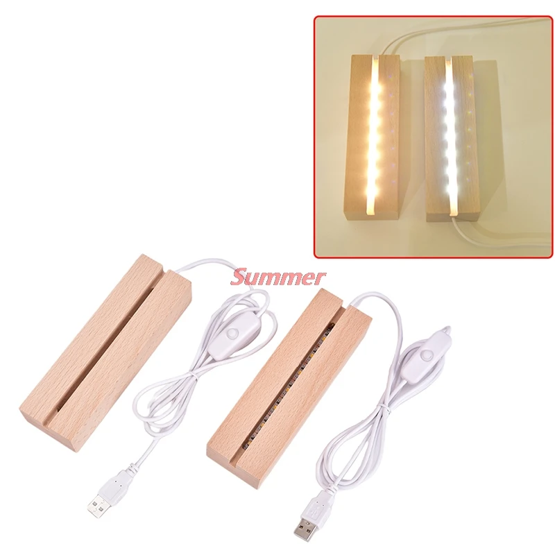 

1pcs Wooden Led Lamp Base USB Cable Switch Night Light 3D Led Night Lamp Base