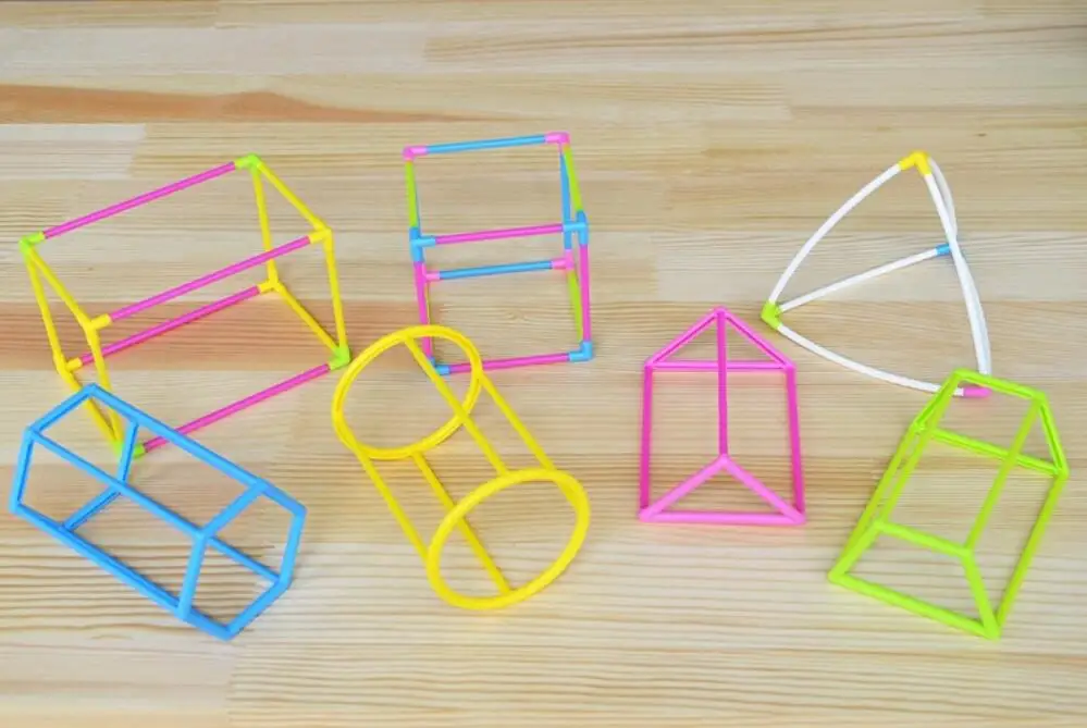 1 Набор начальной математики Обучающие инструменты DIY ABS твердая модель геометрии(цвет случайный