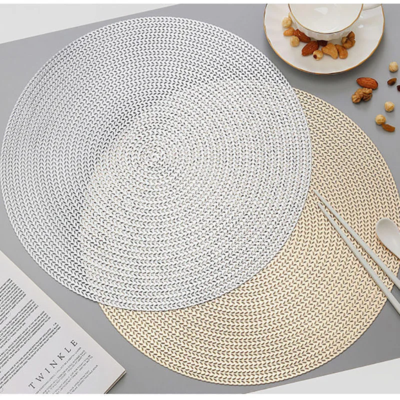 

PVC Hangable Placemats Octagonal Hollow Waterproof Non Slip Dinner Table Mats Heat-insulated Pad Coaster Kitchen Desktop Decor