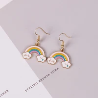 korean fashion rainbow earrings for women cute metal hanging drop earrings jewelry accessories 2021 womens earring gifts