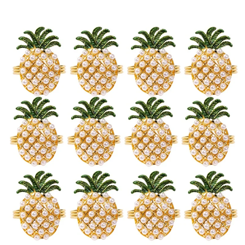 

12 шт. Ресторан отеля посуда ананас жемчуга салфетки пряжки Салфетка кольцо с бриллиантом кольцо для салфеток Полотенца пряжки ткань кольцо