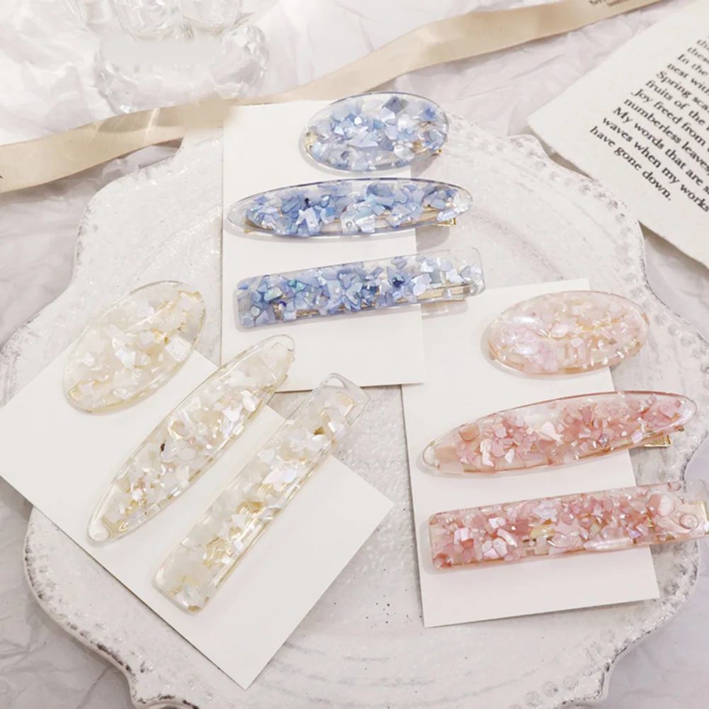 

1Pcs Fashion Women Resin Shiny Shell Hair Clips Elegant Geometric Oval Hairpins Temperament Barrettes Hair Accessories New