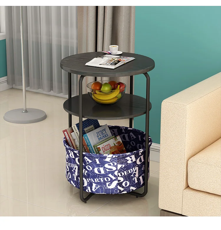 Simple sofa side table corner several multifunctional coffee table bedroom bed table shelf home small round table side table