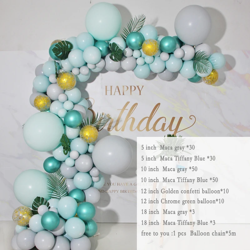 187pcs DIY Balloons Garland Kit Macaron Grey Blue Macaroon Pastel Balloon Arch Chrome Green Wedding Birthday Party Decorations | Дом и сад