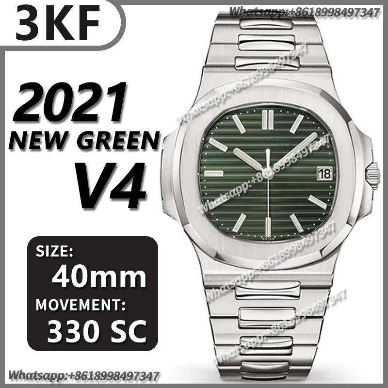 

Men's Automatic Mechanical Watch 40MM Nautilus 5711/1A -014 PPF 3KF 1:1 Best Edition 2021 New Green Dial on SS Bracelet 324CS V4