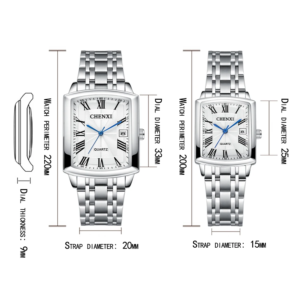 CHENXI мужские часы с календарем люксовый бренд бизнес из нержавеющей стали