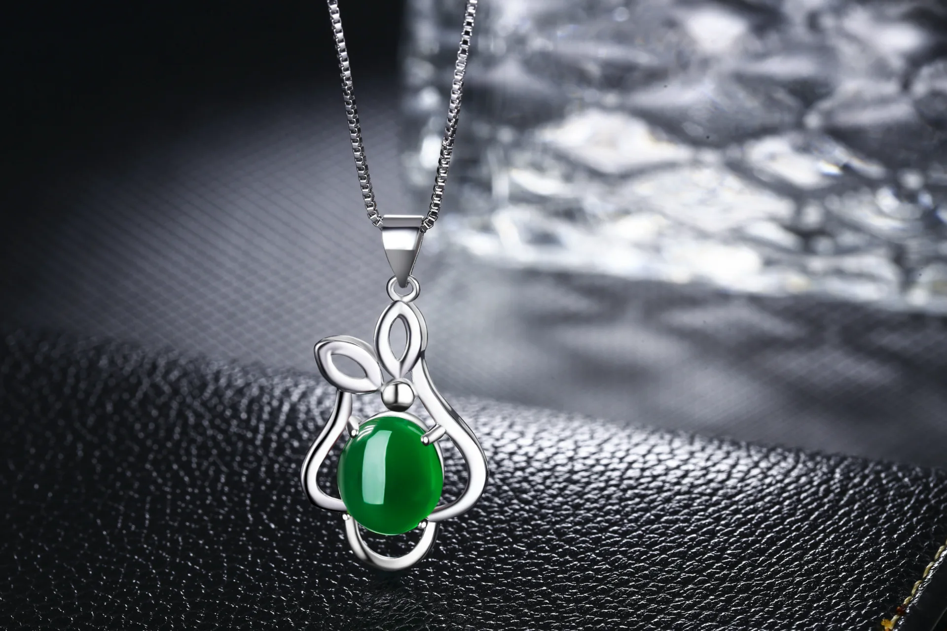 Натуральный зеленый нефритовый халцедон Круглый Кулон агат серебро 925 пробы