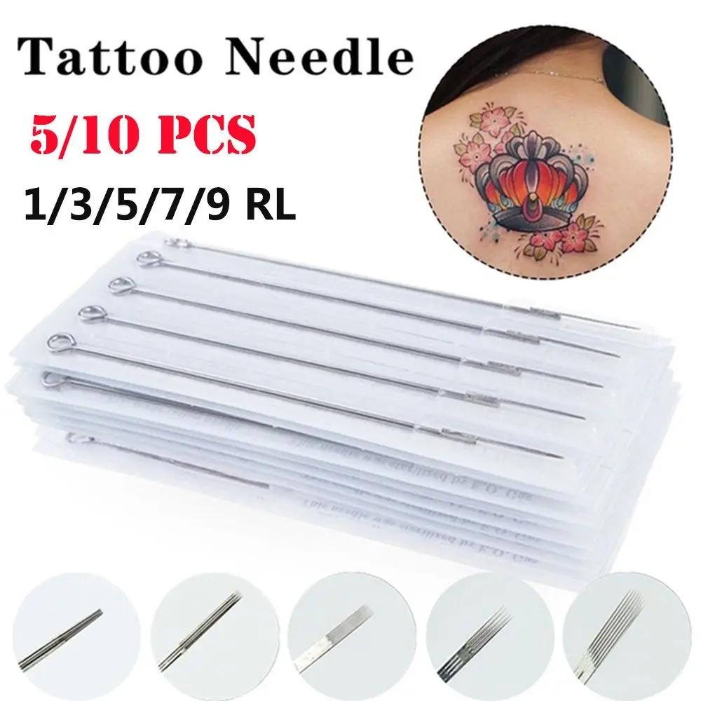 

5/10pcs Tattoo Needles Disposable Sterilized Tattoo Needles 1/3/5/7/9/11 RL Needles Tattoo Agujas Microblading Permanent Makeup