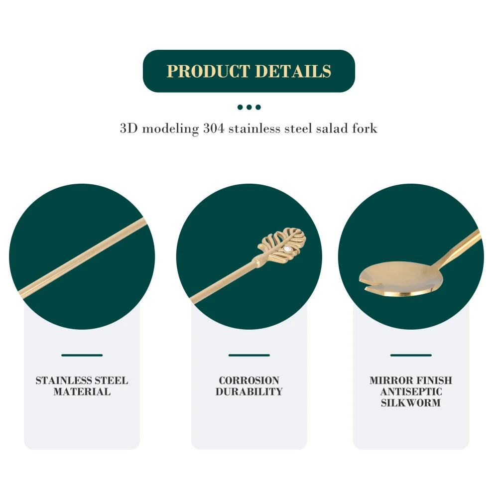 

1Pc Salad Fork Home Food Eating Fork Portable Stainless Steel Fork Kitchen Tool