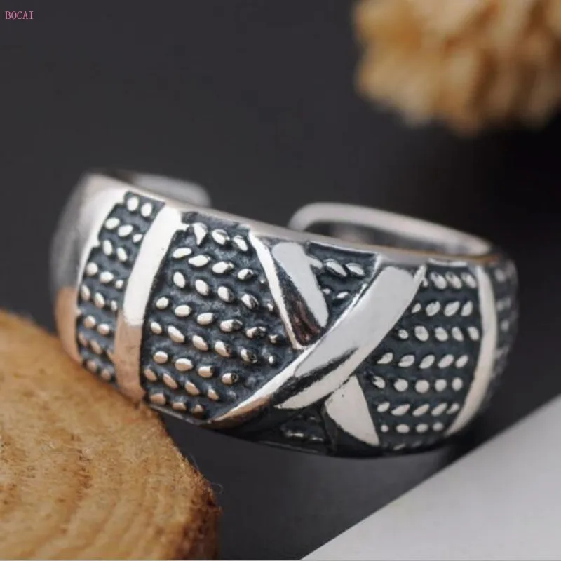 

2019 New Style Fashion Jewelry Silver S925 Sterling Silver Ring X Pattern Ring For Man And Women Open Thai Silver Ring