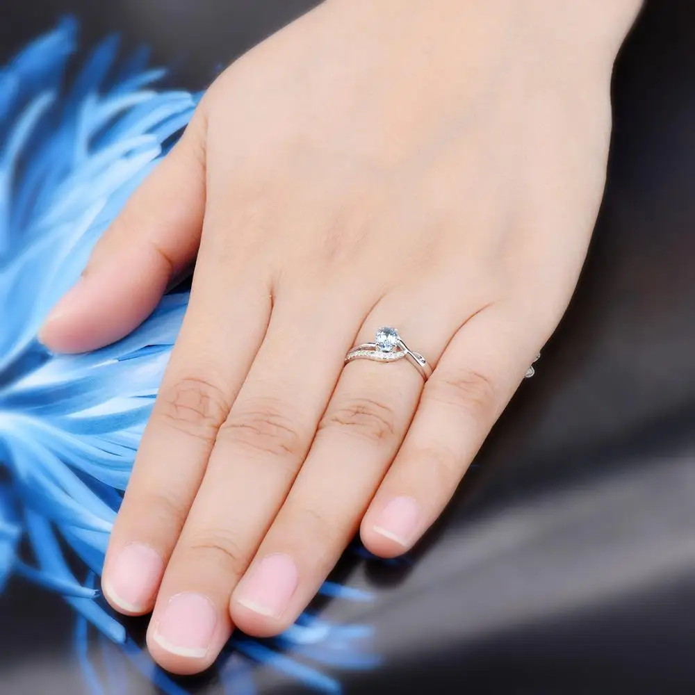 Кольцо с аквамарином LP на заказ подарок день рождения в марте однотонные кольца