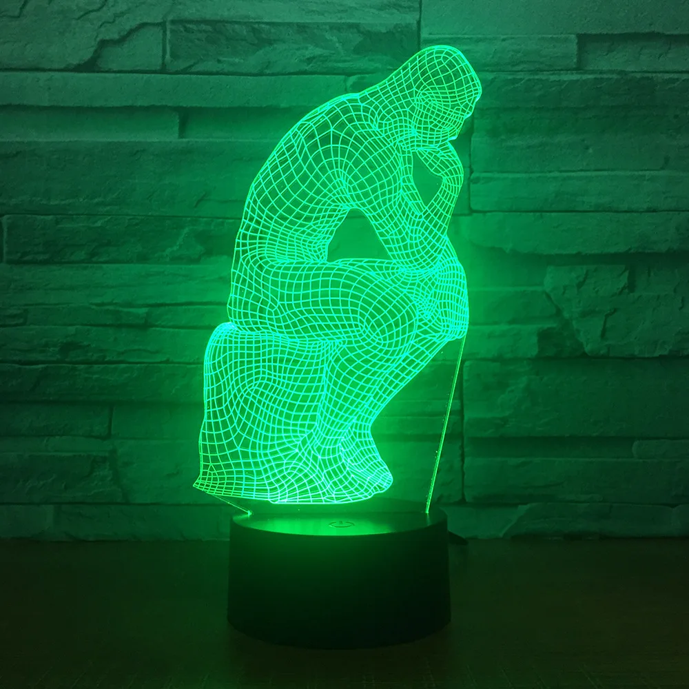 Thinker 3D 7 цветов лампа визуальные Светодиодные ночные светильники для детей