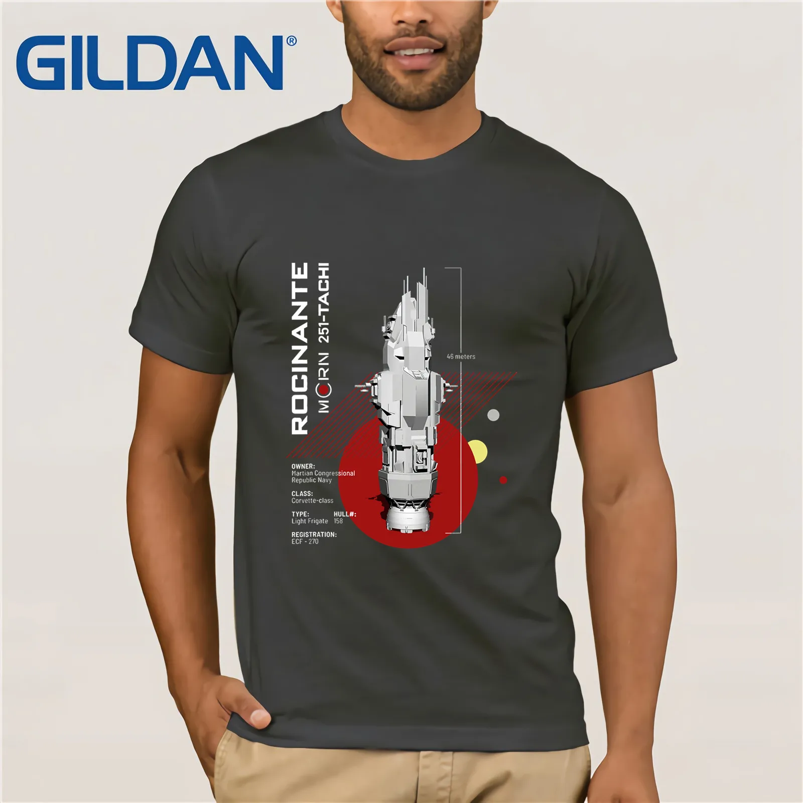 The Expanse Rocinante shipping Летняя мужская футболка с коротким рукавом - Цвет: charcoal gray